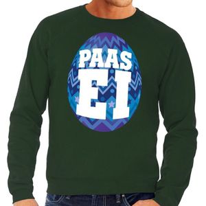 Groene Paas sweater met blauw paasei - Pasen trui voor heren - Pasen kleding
