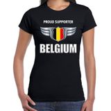 Proud supporter Belgium / Belgie t-shirt zwart voor dames - landen supporter shirt / kleding - songfestival / EK / WK