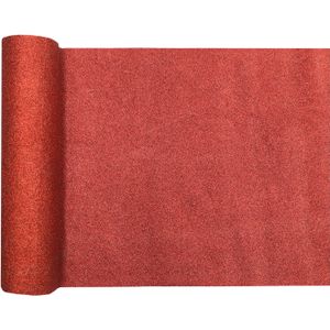 Santex Kerstdiner glitter tafelloper op rol - rood - 28 x 300 cm - polyester