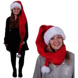 Luxe XL kerstmuts rood/wit pluche voor volwassenen - Kerstaccessoires/kerst verkleedaccessoires