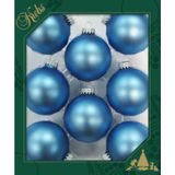 Krebs Kerstballen - 8 stuks - velvet blauw - glas - 7 cm