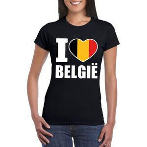 Zwart I love Belgie supporter shirt dames - Belgisch t-shirt dames