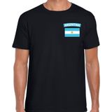 Argentina t-shirt met vlag zwart op borst voor heren - Argentinie landen shirt - supporter kleding