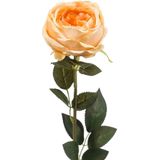 Emerald Kunstbloem roos Joelle - 5x - pastel oranje - 65 cm - decoratie bloemen