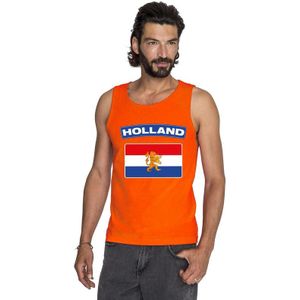 Oranje Hollandse vlag tanktop shirt/ singlet heren - Oranje Koningsdag/ Holland supporter kleding