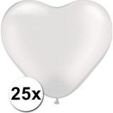 50x bruiloft ballonnen wit / roze hartjes versiering 15 cm - huwelijk / valentijn