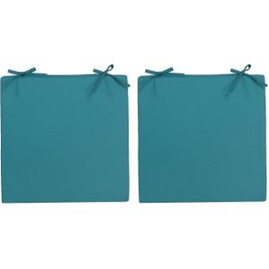 6x Stoelkussens voor binnen- en buitenstoelen in de kleur petrol blauw 40 x 40 cm - Tuinstoelen kussens