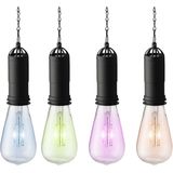 Set van 4x stuks oranje, blauwe, groene en roze solar tuinverlichting hanglampen kunststof 20 cm