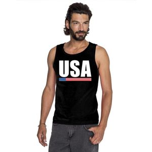 Zwart USA supporter mouwloos shirt heren - Amerika singlet shirt/ tanktop
