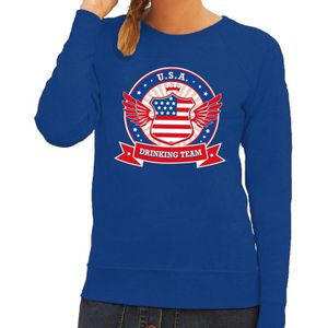 Blauw USA drinking team sweater blauw dames -  USA kleding