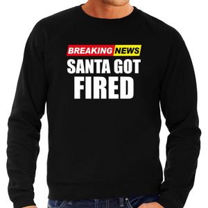 Bellatio Decorations Foute humor Kersttrui breaking news fired Kerst - sweater zwart - heren