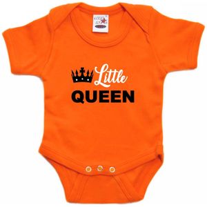 Little queen Koningsdag romper met kroontje oranje - babys - Kingsday baby rompers / kleding