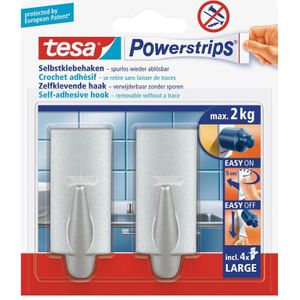 6x Tesa Powerstrips chroom haken large trend - Klusbenodigdheden - Huishouden - Verwijderbare haken - Opplak haken 2 stuks