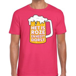 Het is roze en heeft dorst t-shirt - tekst shirt Het is roze en heeft dorst voor heren