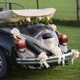 Santex trouwauto lint met strikjes - Bruiloft - wit satijnglans - just married - autodecoratie set