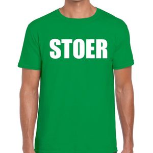 Stoer tekst t-shirt groen heren