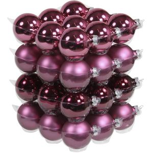 72x Kerstversiering kerstballen cherry roze (heather) van glas - 6 cm - mat/glans - Kerstboomversiering