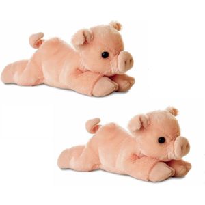 2x stuks pluche varkens/biggen knuffel 20 cm - Dieren speelgoed