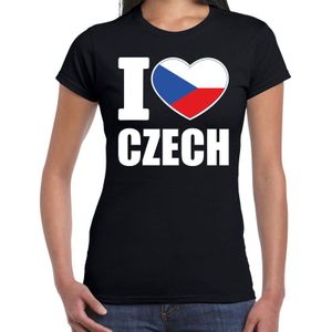 I love Czech t-shirt zwart voor dames - Tsjechisch landen shirt -  Tsjechie supporter kleding