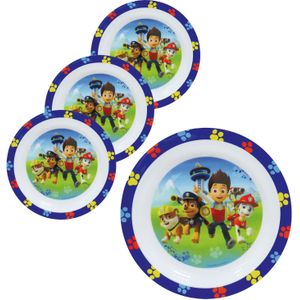 4x stuks kunststof ontbijtbordje plat Paw Patrol 22 cm - Onbreekbare kinder bordjes