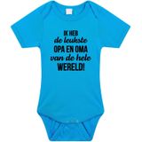 Leukste opa en oma tekst baby rompertje blauw jongens - Cadeau opa en oma - Babykleding