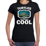 Dieren schildpadden t-shirt zwart dames - turtles are serious cool shirt - cadeau t-shirt zee schildpad/ schildpadden liefhebber