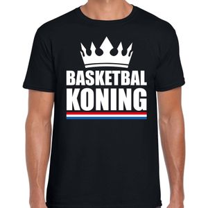 Zwart basketbal koning shirt met kroon heren - Sport / hobby kleding