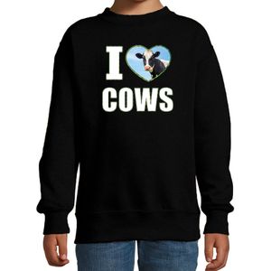 I love cows sweater met dieren foto van een koe zwart voor kinderen - cadeau trui koeien liefhebber - kinderkleding / kleding