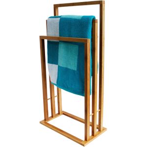 Handdoekenrek Titan - voor in de badkamer - bamboe hout - lichtbruin - 42 x 24 x 82 cm