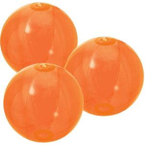 10x stuks opblaasbare strandballen plastic transparant oranje 28 cm - Strand buiten zwembad speelgoed
