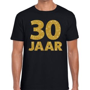 30 jaar gouden glitter tekst t-shirt zwart heren - heren shirt 30 jaar - verjaardag kleding