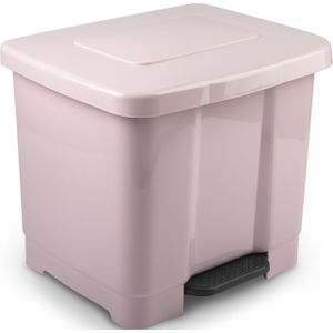 Dubbele/2-vaks afvalemmer/vuilnisemmer/pedaalemmer 35 liter met deksel en pedaal - Lichtroze - vuilnisbakken/prullenbakken