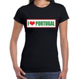 I love Portugal landen t-shirt zwart  dames - Portugal landen shirt / kleding - EK / WK / Olympische spelen outfit
