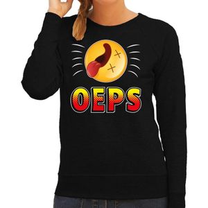 Funny emoticon sweater Oeps zwart voor dames -  Fun / cadeau trui