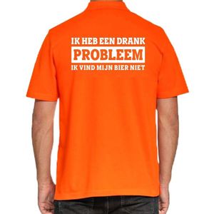 Koningsdag poloshirt / polo t-shirt Drank Probleem oranje heren - Koningsdag kleding/ shirts