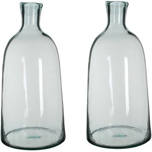 2x Fles vazen Florine 26 x 58 cm transparant gerecycled glas - Home Deco vazen - Woonaccessoires
