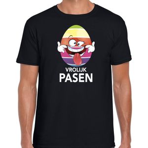 Paasei die tong uitsteekt vrolijk Pasen t-shirt / shirt - zwart - heren - Paas kleding / outfit