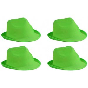 6x stuks trilby feesthoedje lime groen voor volwassenen - Carnaval party verkleed hoeden