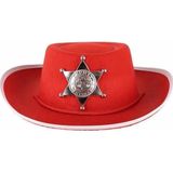Cowboys speelgoed/verkleed hoed rood met revolver set kinderen 3-delig