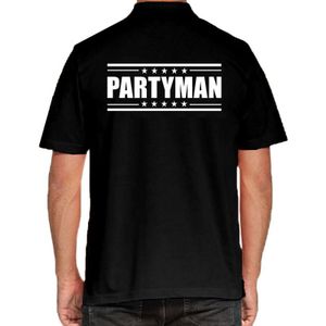Partyman poloshirt zwart voor heren - Partyman feest polo t-shirt