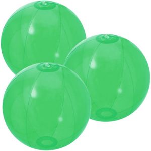 6x stuks opblaasbare strandballen plastic transparant groen 28 cm - Strand buiten zwembad speelgoed