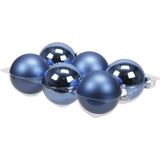 24x stuks kerstversiering kerstballen blauw (basic) van glas - 8 cm - mat/glans - Kerstboomversiering