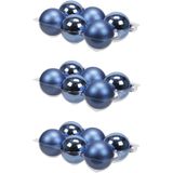 24x stuks kerstversiering kerstballen blauw (basic) van glas - 8 cm - mat/glans - Kerstboomversiering