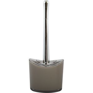 MSV Toiletborstel in houder/wc-borstel Aveiro - PS kunststof/rvs - beige/zilver - 37 x 14 cm