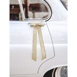 PartyDeco trouwauto decoratie strikken jute - 13x stuks - Bruiloft - just married