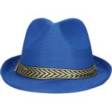 Fiestas Guirca Carnaval verkleed Trilby/gangster hoedje - blauw - polyester - heren/dames