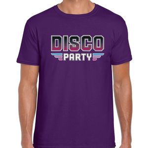 Disco party feest t-shirt paars voor heren - paarse 70s/80s/90s feest shirts
