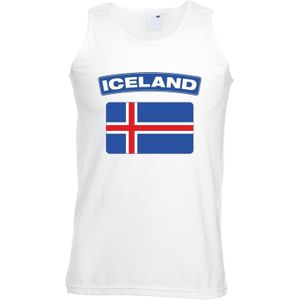 Ijsland singlet shirt/ tanktop met Ijslandse vlag wit heren