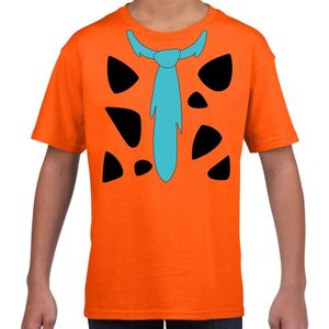 Fred holbewoner carnaval verkleed t-shirt oranje jongens en meisjes - Carnaval kostuum kind