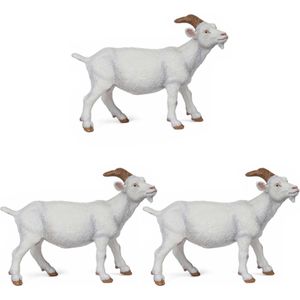 Papo -  Set van 3x stuks speelgoed dieren figuur witte geiten 9 cm